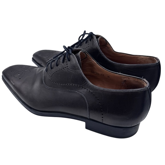 Magnanni Sanchez Men\'s Perforated Toe Black Leather Dress Shoes - Made in Spain main image 7